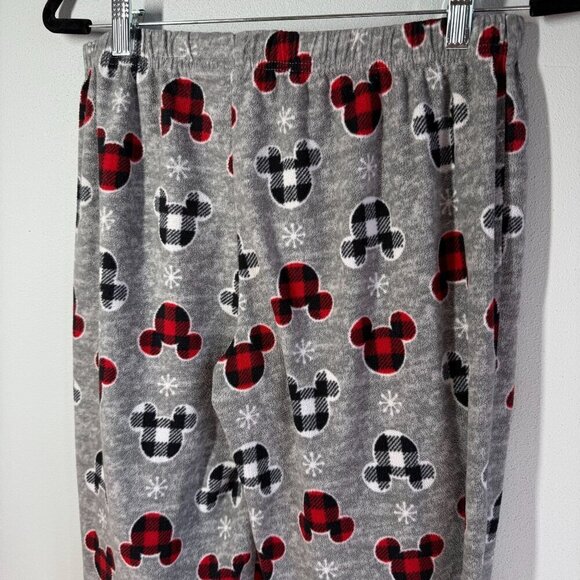 Disney Womens Gray Fleece Pajama Lounge Pants Plaid Mickey Mouse Pull On Medium - Picture 5 of 11